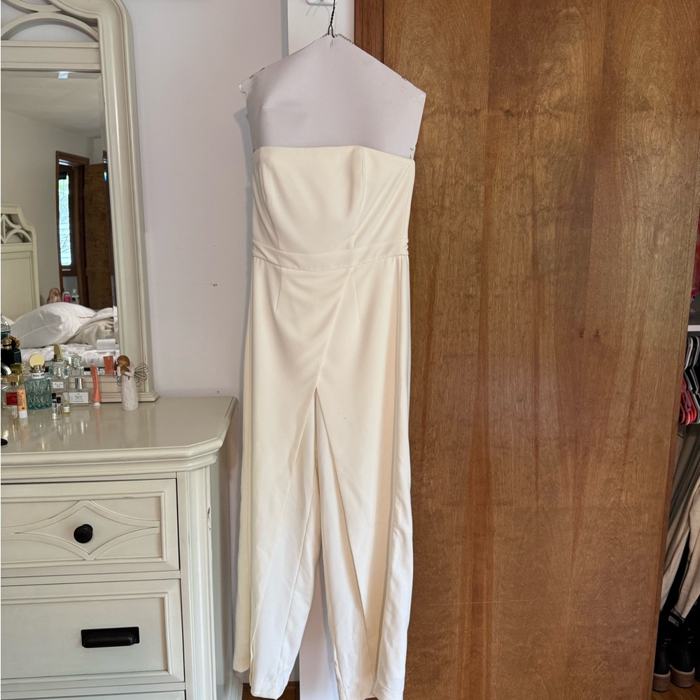 White Strapless Jumpsuit
